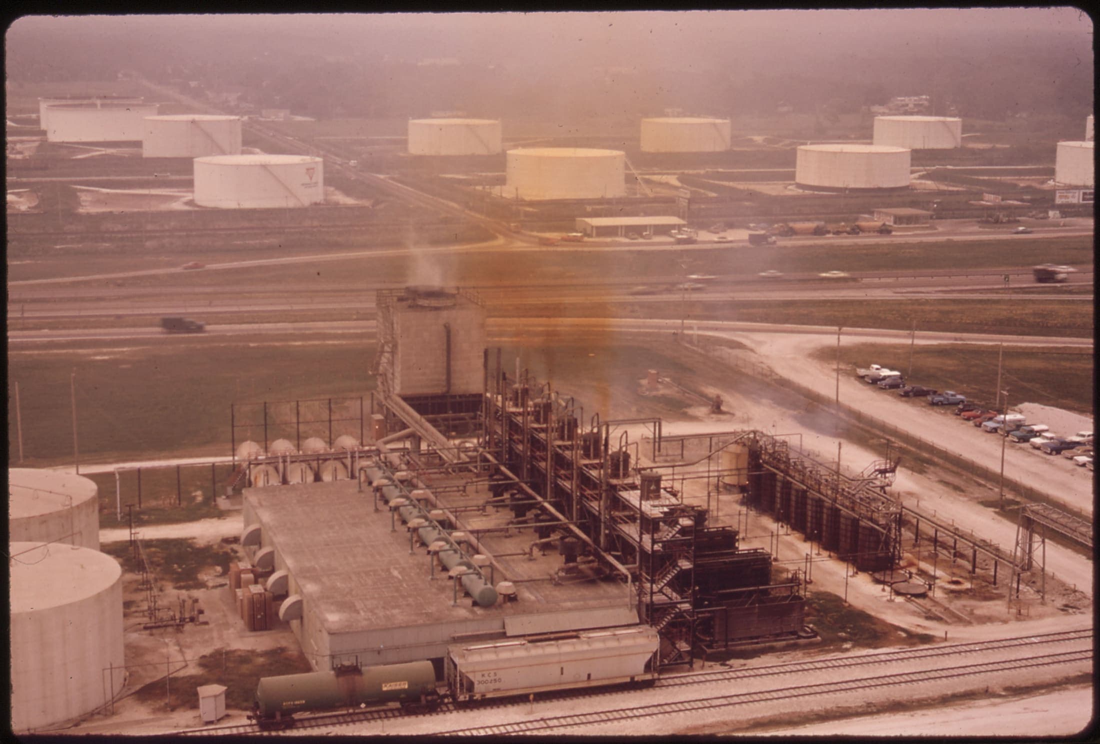 Chemical plant storage tanks