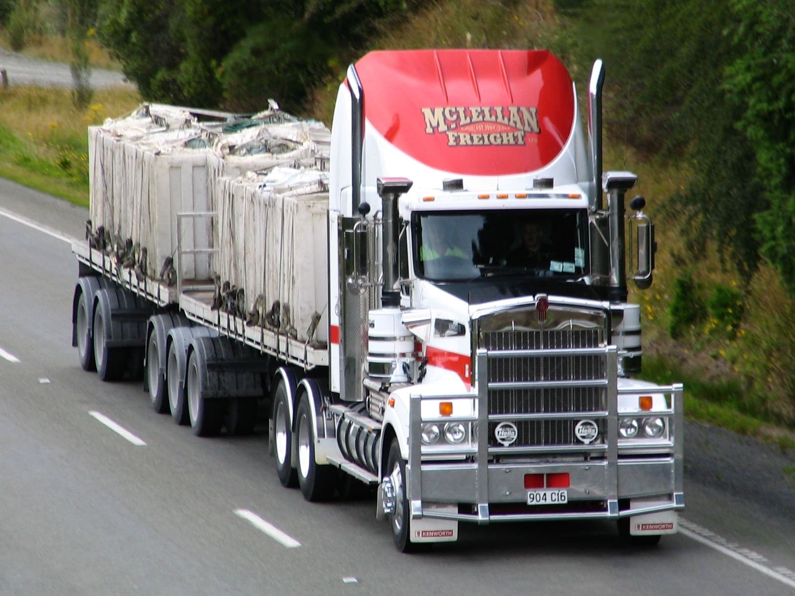 Freight truck travelling on a highway
